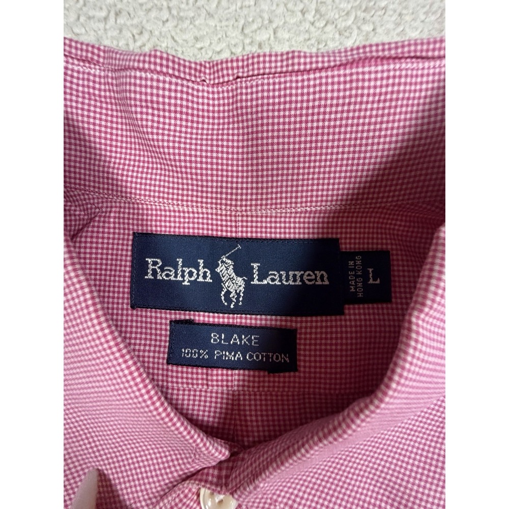 Ralph Lauren Blake Mens L Pink Gingham Short Sleeve Button Down Shirt Pony - Picture 4 of 7